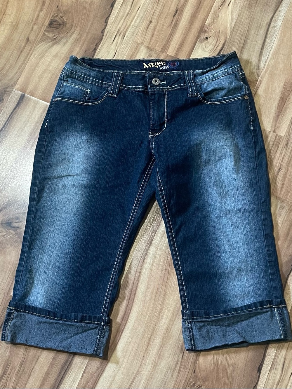 Angels Jeans dark wash low rise denim capris cuffed 00s Y2K size 11